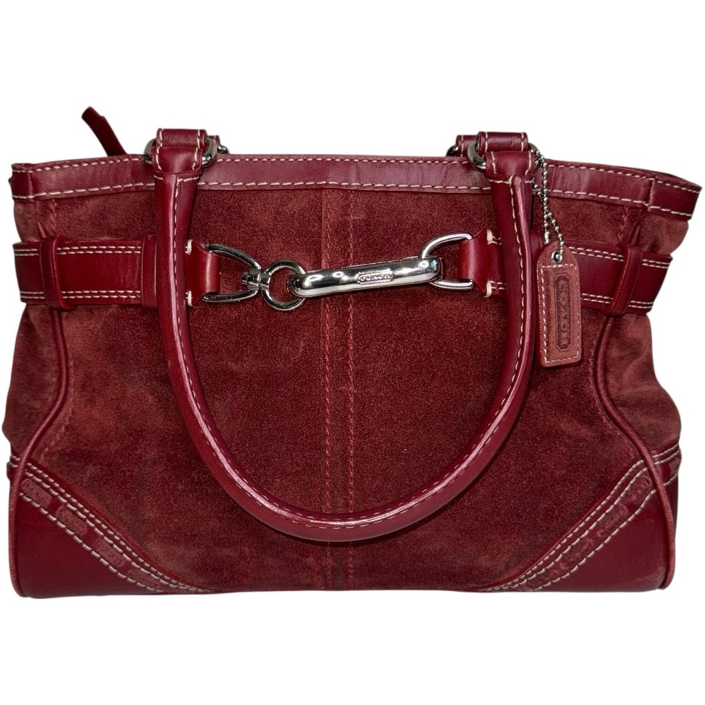 Coach Burgundy Suede & Leather Satchel